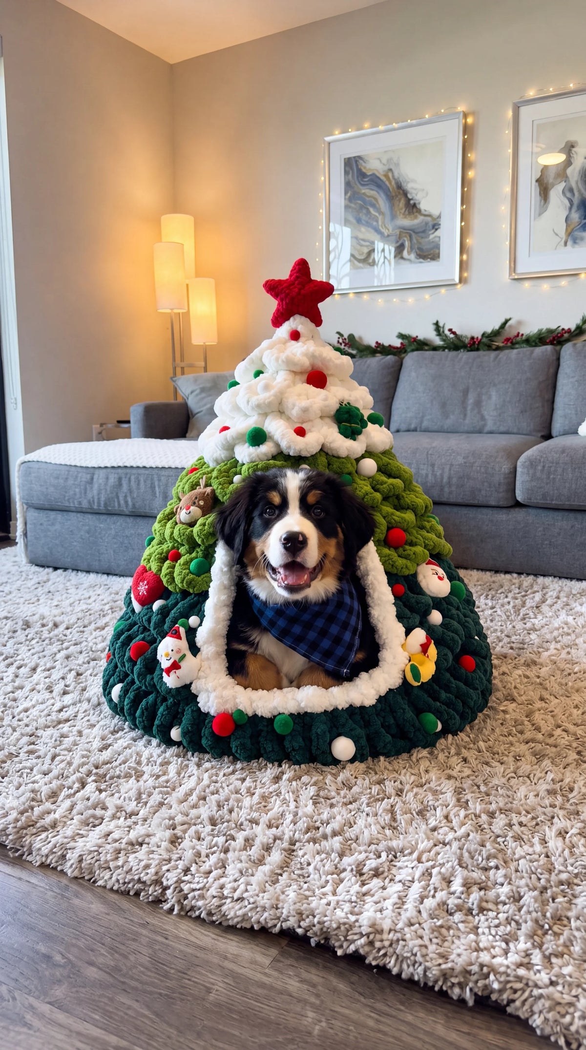 Cozy Christmas dog bed