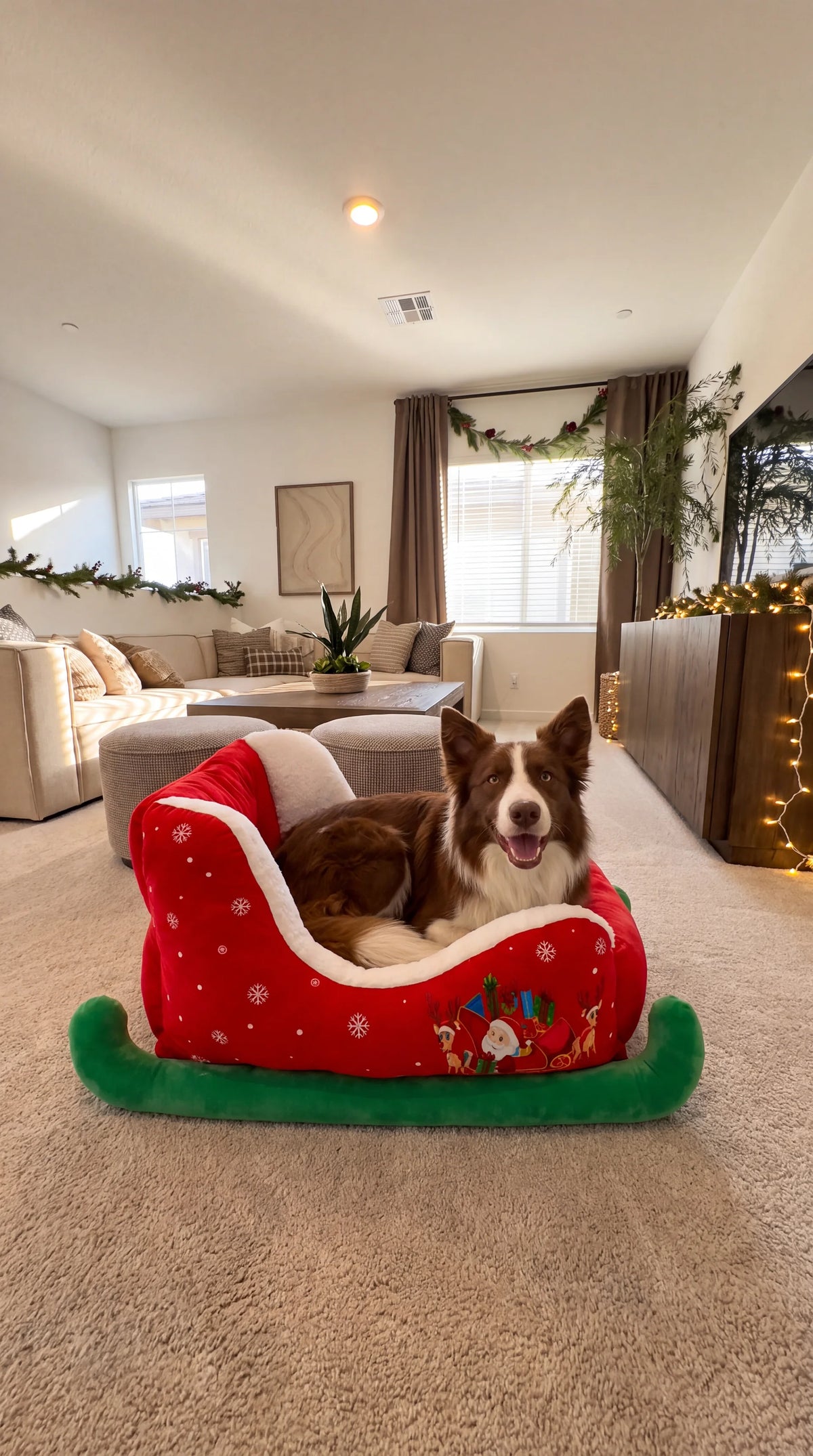 Holiday sleigh dog bed